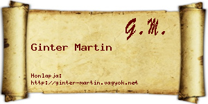 Ginter Martin névjegykártya